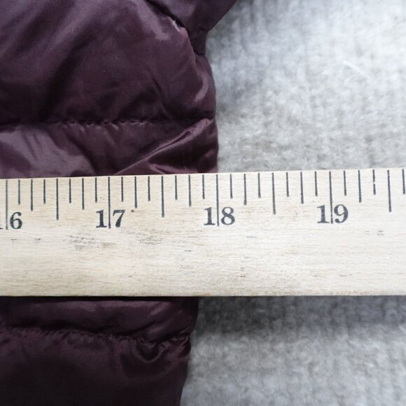 Uniqlo Womens Jacket Medium Red Burgundy Zip Down Filled Puffer - Picture 6 of 10